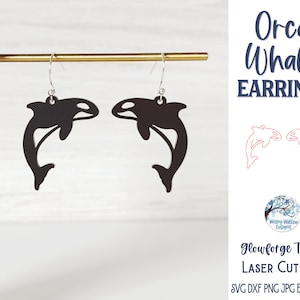 Orca Killer Whale Earring SVG File for Glowforge or Laser Cutter, Ocean Animal Silhouette, Beach Glowforge Jewelry, Laser Cut Earring File