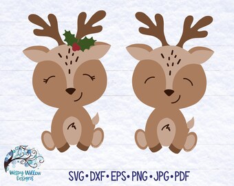 Schattige rendier SVG, Rendier SVG, Babyrendier, Kerstrendier, Vrouwtje rendier, Jongen rendier, Sublimatie, Clipart, Babyhertje, Babyshirt