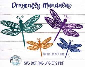 Dragonfly Mandala SVG Bundle, Dragonfly SVG, Dragonflies, Mandala Dragonfly Decal File for Cricut, Dragonflies Svg, Intricate Dragonfly Svg