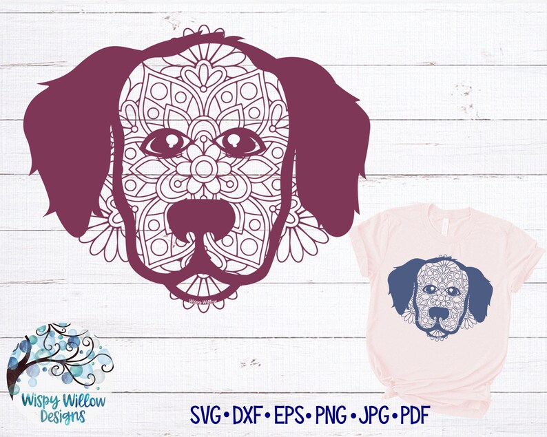 Download Golden Retriever Dog Mandala SVG DXF PNG Dog Face Animal ...