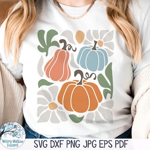 Retro Pumpkin SVG for Cricut, Fall Pumpkin Abstract PNG, Fall Pumpkin Shirt, Floral Halloween, Boho Autumn Gourd Vinyl Decal File Download