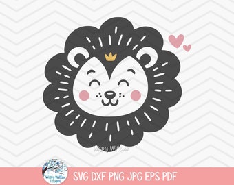 Leão SVG para Cricut, desenho de leão bebê, animal fofo de safari na selva PNG JPG, cabeça de leão caprichosa, rosto de animal fofo, chá de bebê, arquivo de berçário