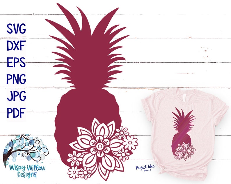 Download Floral Pineapple SVG DXF png jpeg Pineapple with Flowers ...