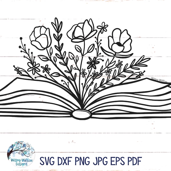 Floral Book SVG, Book with Flowers Svg, Book Svg, Reading Svg, Read, Pretty Book, Flowers, Flowers with Book, Flowers Growing Out of a Book