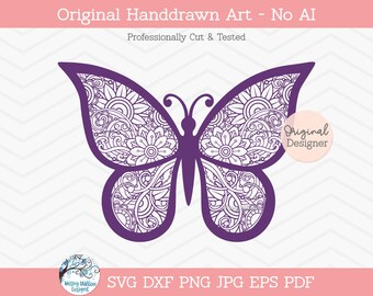 Vlinder mandala SVG, vlinder zentangle SVG, DXF, mandala vlinder SVG, bloemen vlinder, mandala dier, vinyl decal bestand voor de Cricut