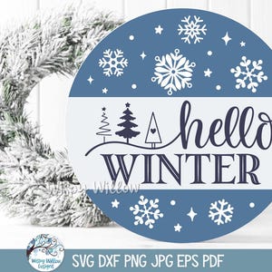 Christmas SVG Bundle for Cricut, Winter Happy Holidays Round Door Signs PNG, Merry Christmas Welcome Door Hanger JPG Printable, Cut File image 4