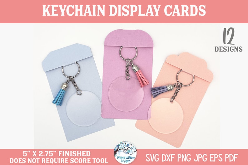 Keycard Printable Keychain Display Card Template SVG for Cricut, Keyring Packaging ...