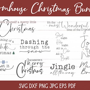Farmhouse Christmas SVG Bundle for Cricut and Silhouette - Rustic Christmas Quote Sign Making Bundle