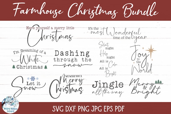 Farmhouse Christmas SVG Bundle for Cricut and Silhouette - Rustic Christmas Quote Sign Making Bundle