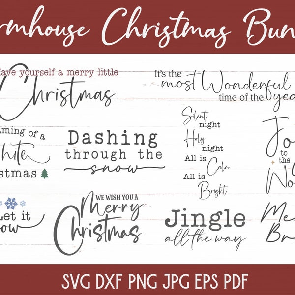 Farmhouse Christmas SVG Bundle for Cricut and Silhouette - Rustic Christmas Quote Sign Making Bundle
