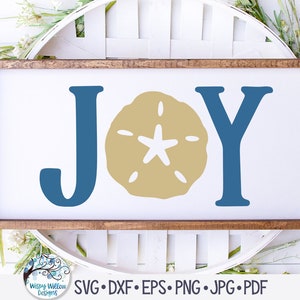 Joy SVG, Joy con concha marina de dólar de arena SVG, Beach SVG, letrero de playa, Joy Christmas Svg, Beach Christmas Svg, Png, archivo de calcomanía de vinilo para Cricut