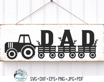 SVG de papá con tractor, regalo del Día del Padre, letrero de papá agricultor, diseño de camiseta para papá PNG, papá agricultor con tractor SVG, DXF, archivo de calcomanía de vinilo para Cricut