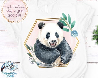 Panda Sublimation Png, Watercolor Panda PNG, Jpg, Panda Bear Sublimation File, Panda Shirt Design, Watercolor Animal Png, Printable Png