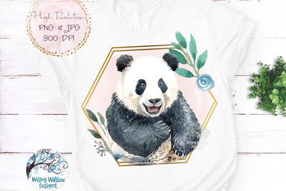 Panda Sublimation Png, Watercolor Panda PNG, Jpg, Panda Bear Sublimation File, Panda Shirt Design, Watercolor Animal Png, Printable Png