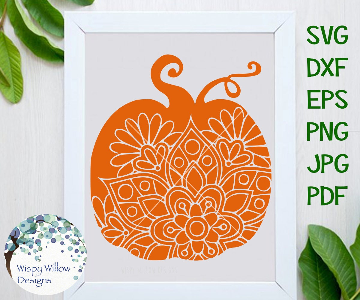 Download Pumpkin Mandala Svg Dxf Png Eps Jpg Fall Zentangle Etsy