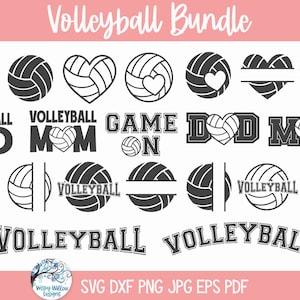 Strand-Volleyball SVG-Bundle für Cricut, Sport Split Name Monogrammrahmen PNG JPG, Herz-Volleyball Mama Papa Shirt Design, Sport Grenze Schnittdatei