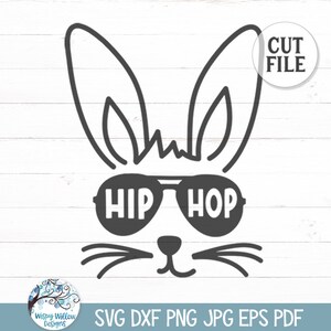 Hip Hop Easter Bunny SVG for Cricut, Funny Easter Bunny For Kid&#39;s Shirt, Cute Rabbit Face with Sunglasses PNG, Vinyl Decal Cut File, JPG