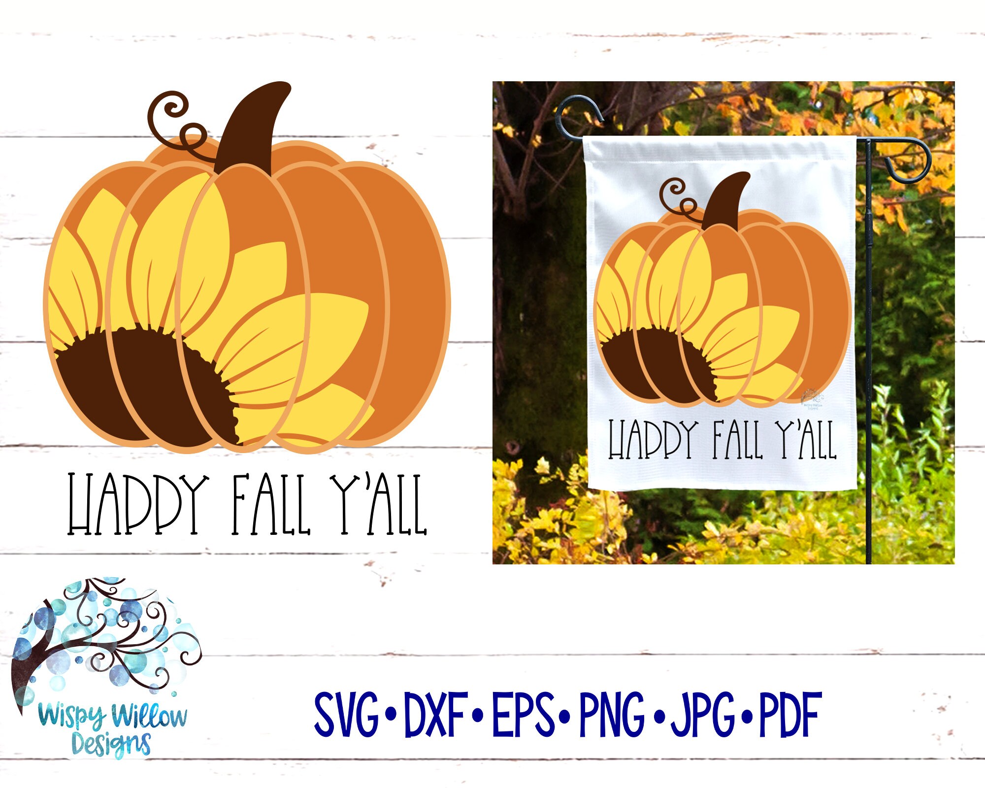Download Happy Fall Y'All Svg Sunflower Pumpkin SVG Fall Svg | Etsy