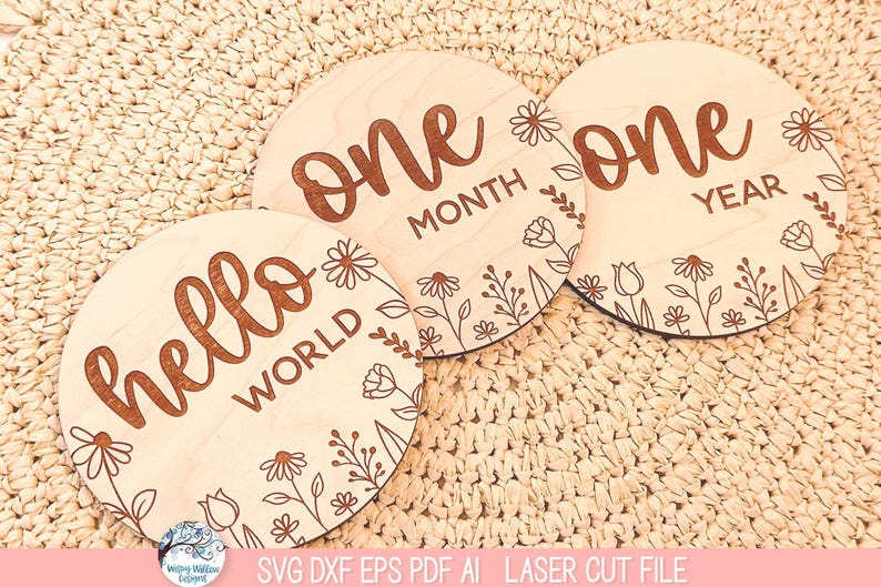 Baby Girl Milestone Disc SVG File Bundle Laser Cutter, Wildflower ...