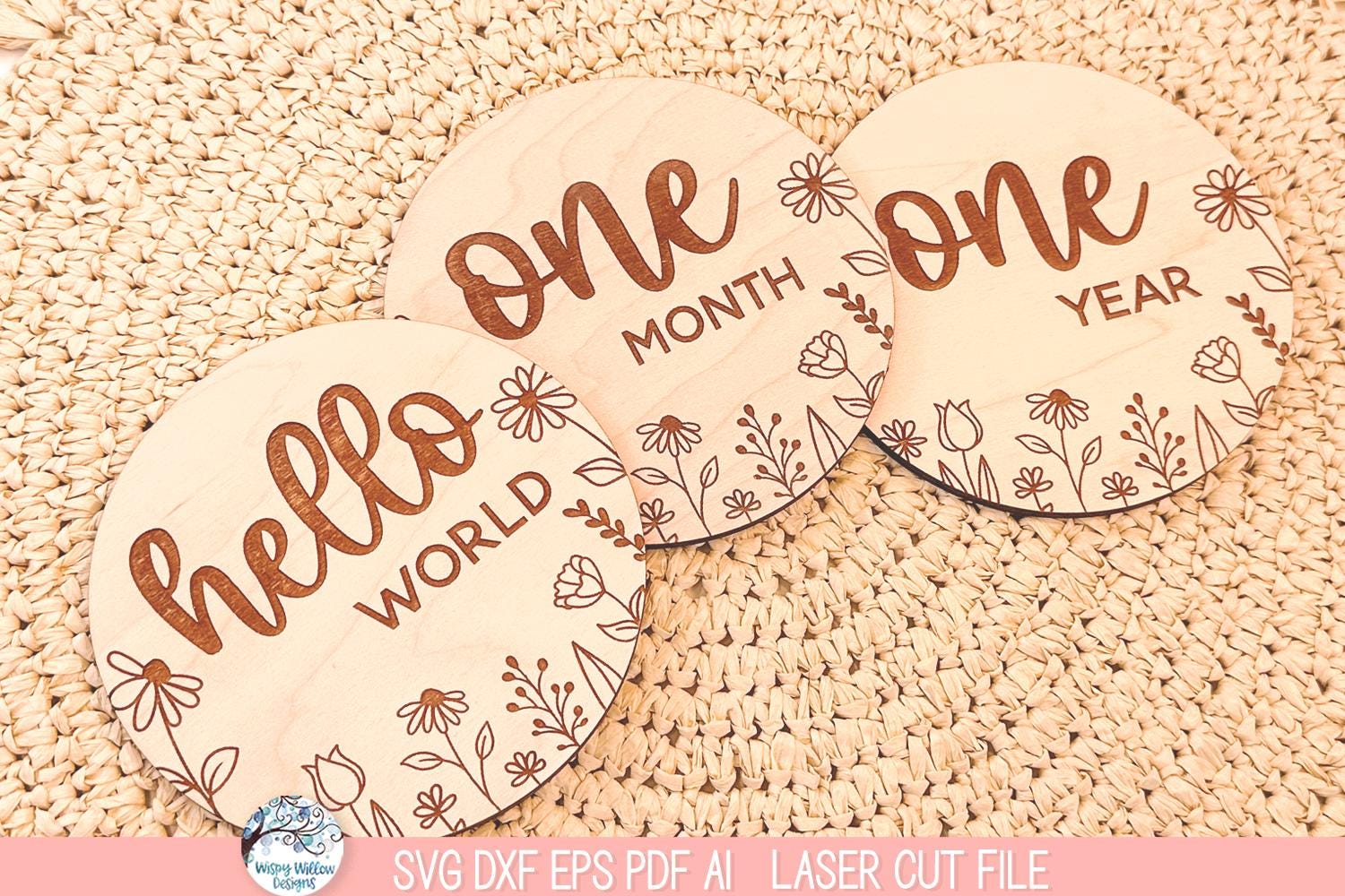 Baby Girl Milestone Disc SVG File Bundle Laser Cutter, Wildflower ...