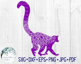 Lemur Floral Mandala SVG, DXF, png, jpg, eps, png, Animal, Animals, Digital Download File, Ring Tailed, Lemurs, Mandalas, Cricut, Decal File