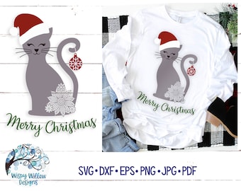Merry Christmas Cat SVG, Christmas Svg, Cat Svg, Winter Svg, Santa