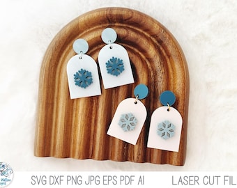 Schneeflocke Ohrring-Datei SVG für Glowforge oder Laser Cutter, Winter Urlaub baumeln Ohrring Design, Weihnachten, Xtool, Acryl Schmuck Datei