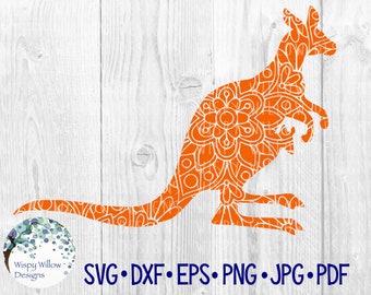 Kangaroo Mandala SVG, DXF, pdf, png, eps, jpeg, Digital Download, Floral, Kangaroo, Cricut, Silhouette, Cut File, Animal, Vinyl Decal