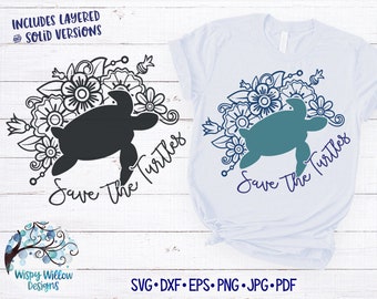 Save The Turtles Flower Mandala SVG, Save the Turtles Svg, Turtle Mandala, Turtle Svg, VSCO Svg, Floral Turtle, Vinyl Decal File, Sea Turtle