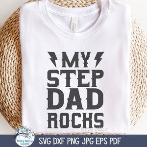 Mijn stiefvader Rocks SVG voor Cricut, Rock N Roll Dad Tshirt Design PNG, Vaderdagcadeau, Papa, Kid's Shirt Bestand, Vinyl Decal Cut File