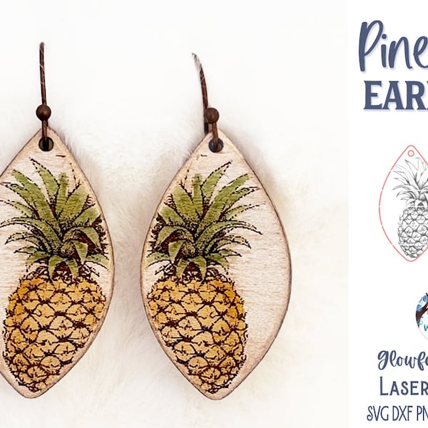 Pineapple Earring SVG File for Glowforge or Laser Cutter, Beach Jewelry, Summer Earrings, Tropical Fruit, Vacation Dangle Earrings File