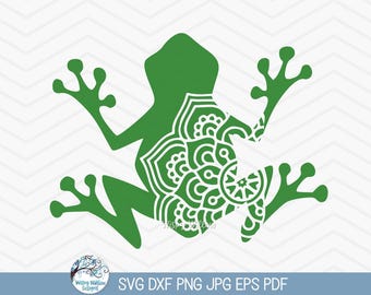 Frog Mandala SVG, Tree Frog Silhouette Design, Amphibian Clipart PNG jpg, Mandala Animal SVG, Toad Mandala, Vinyl Decal Cut File for Cricut