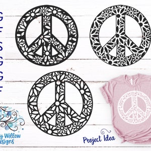Signe de la paix Bundle SVG, DXF, png, jpg, signe de la paix, fleurs, lot, téléchargement, Boho, hippie, paix, Zentangle, Mandala, Cricut, couper fichier SVG