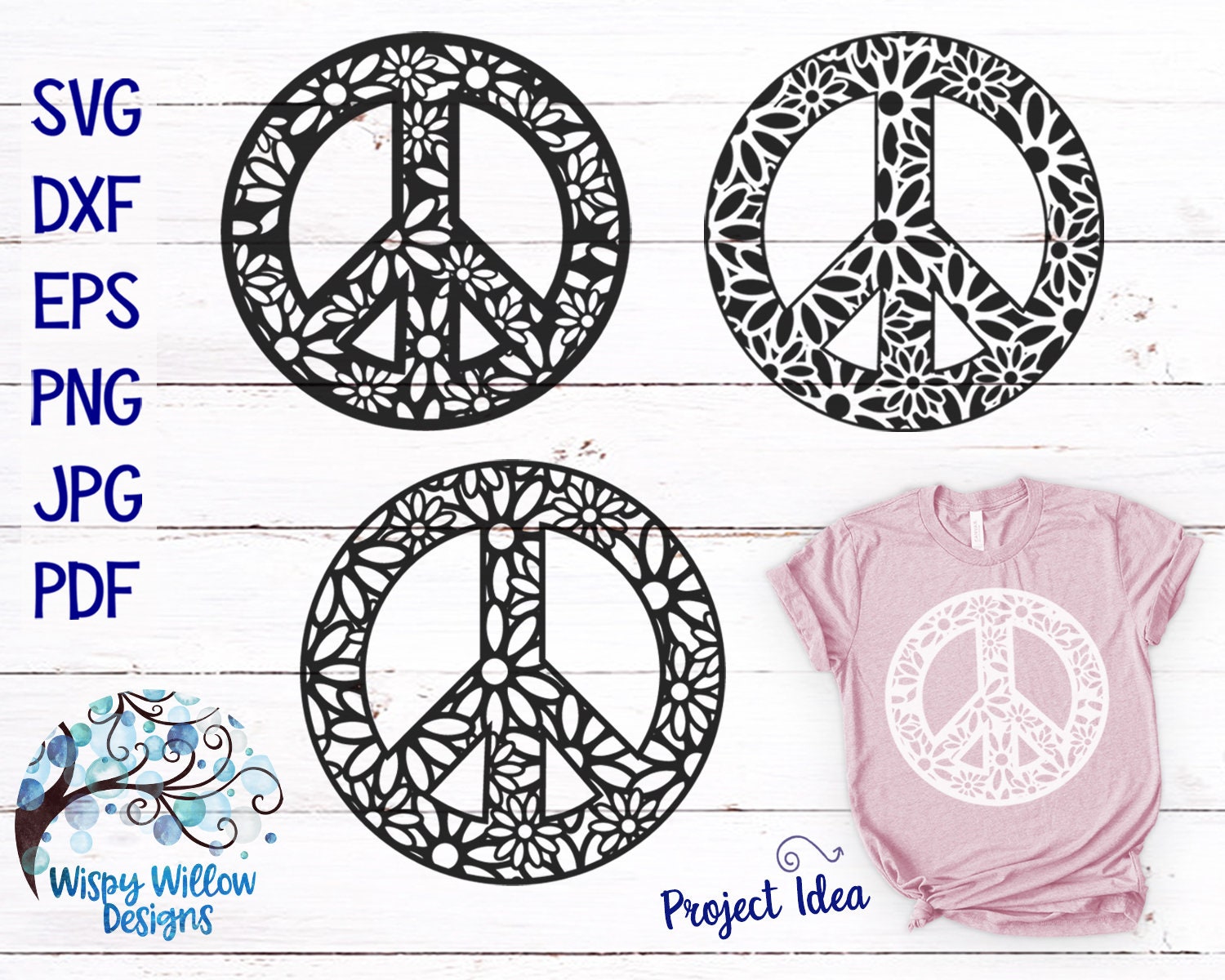 Peace Sign Bundle SVG, DXF, Png, Jpg, Peace Sign, Flowers