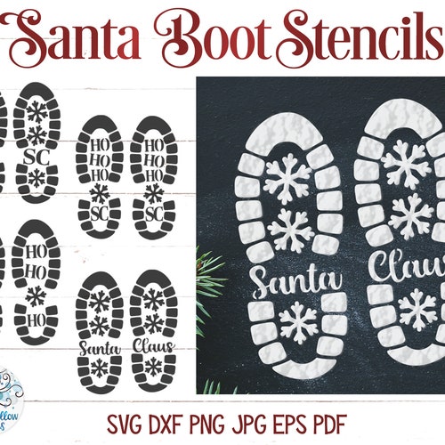 Santa Claus Boot Print Stencils SVG Santa Claus Boot SVG Etsy
