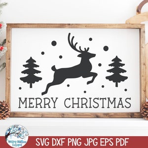 Merry Christmas Reindeer Sign SVG for Cricut, Holiday SVG, Winter Sign Home Decor, Christmas Vinyl Decal Cut File Download, JPG, Png