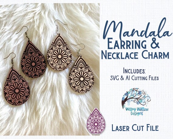 Download Mandala Earring File For Glowforge Or Laser Cutter Wood Etsy