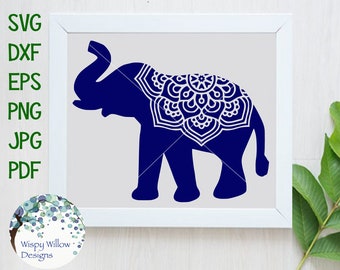 Mandala éléphant SVG, Svg éléphant mandala, Svg mandala animal, mandala animal, Dxf, Png, Jpg, éléphant SVG, fichier sticker vinyle pour Cricut