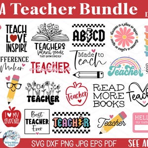 Lehrer SVG-Datei-Bundle für Cricut, Zurück in die Schule, Lehrer Wertschätzung Woche Geschenk, Floral Retro Lehrsätze, Sublimation Shirt JPG