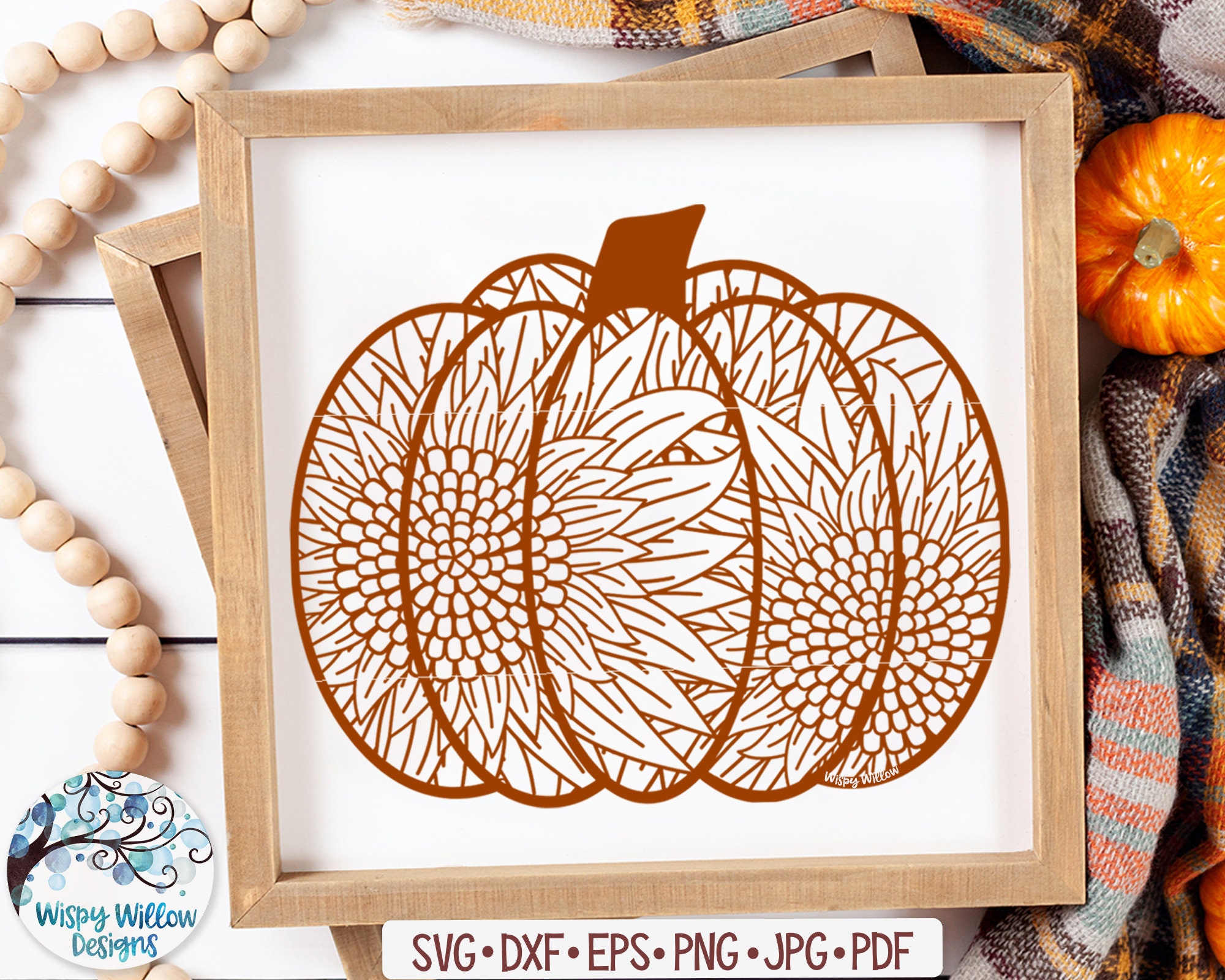 Download Sunflower Pumpkin Zentangle Svg Fall Svg Pumpkin Mandala Etsy