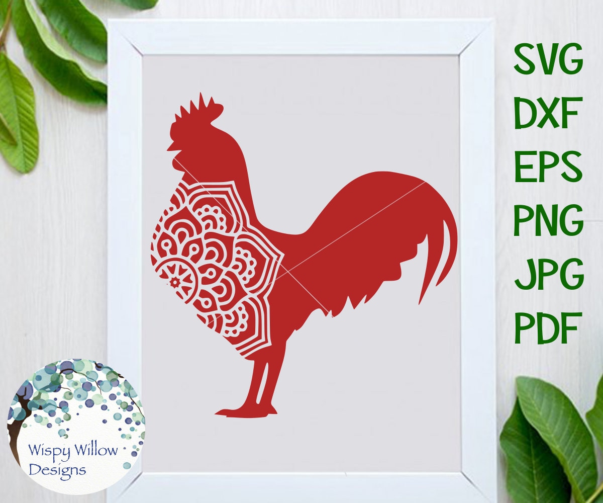 Download Rooster Mandala SVG DXF pdf png eps jpeg Digital | Etsy