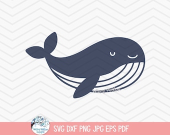 Whale SVG for Cricut, Baby Whale Clipart PNG JPG, Cute Ocean Sea Animal, Baby Shower, Nursery, Baby Shirt Vinyl Decal Cut File