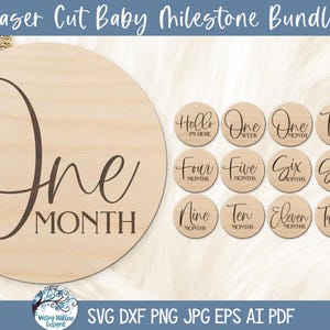 Baby Milestone SVG Bundle for Glowforge or Xtool Laser Cutter, Monthly ...