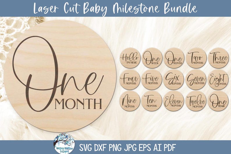 Baby Milestone SVG Bundle for Glowforge or Xtool Laser Cutter, Monthly ...