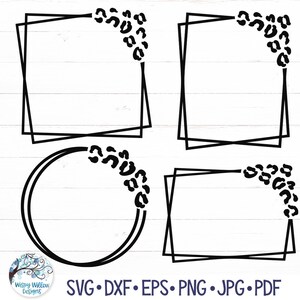 Leopard Print Frame SVG Bundle, Animal Print Border for Cricut, Cheetah Print Geometric Border Frame PNG JPG, Vinyl Decal Cut File Download