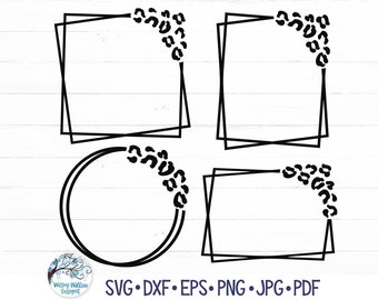 Leopard Print Frame SVG Bundle, Animal Print Border for Cricut, Cheetah Print Geometric Border Frame PNG JPG, Vinyl Decal Cut File Download