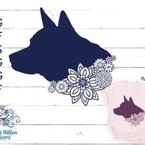 Floral Dog Mandala SVG for Cricut and Silhouette, DXF, Dog Head with Flowers, Mandala Animal Png, Vinyl Decal Cut File Download