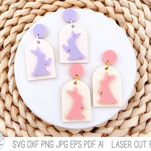 Easter Bunny Rabbit Earring File SVG for Glowforge or Laser Cutter, Spring Holiday Dangle Earring Design, Laser Cut Acrylic Jewelry File
