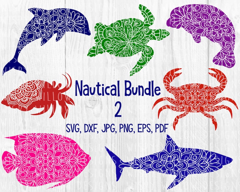 Nautische Mandala SVG Bundle DXF Schildkröte Fisch | Etsy