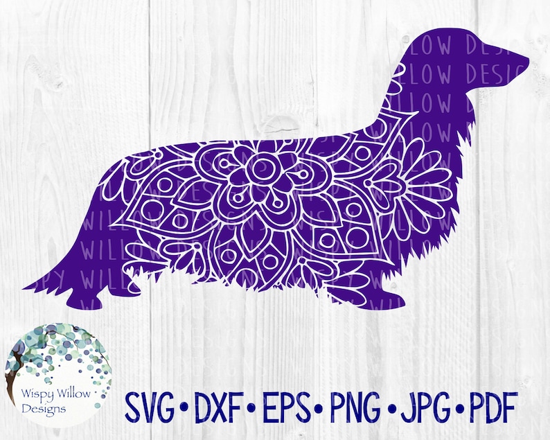 Download Long Haired Dachshund Dog Mandala SVG DXF pdf png eps | Etsy